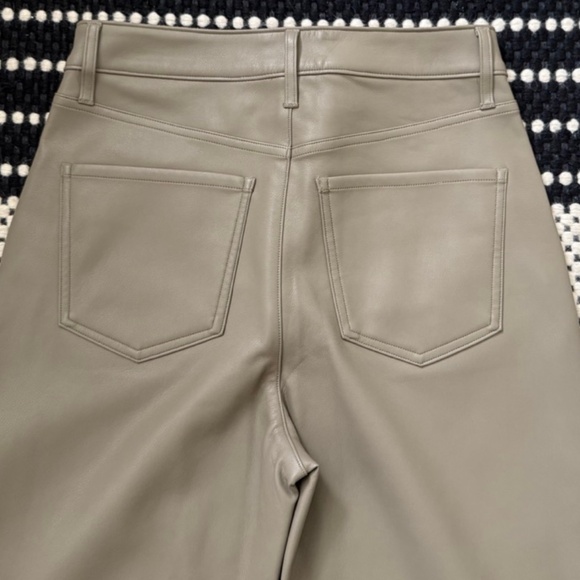 Express Pants Womens Tan Faux Leather Straight High Rise Raw Size 6R - Picture 4 of 5